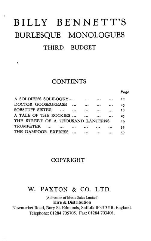 Third Budget Of Burlesque Monologue